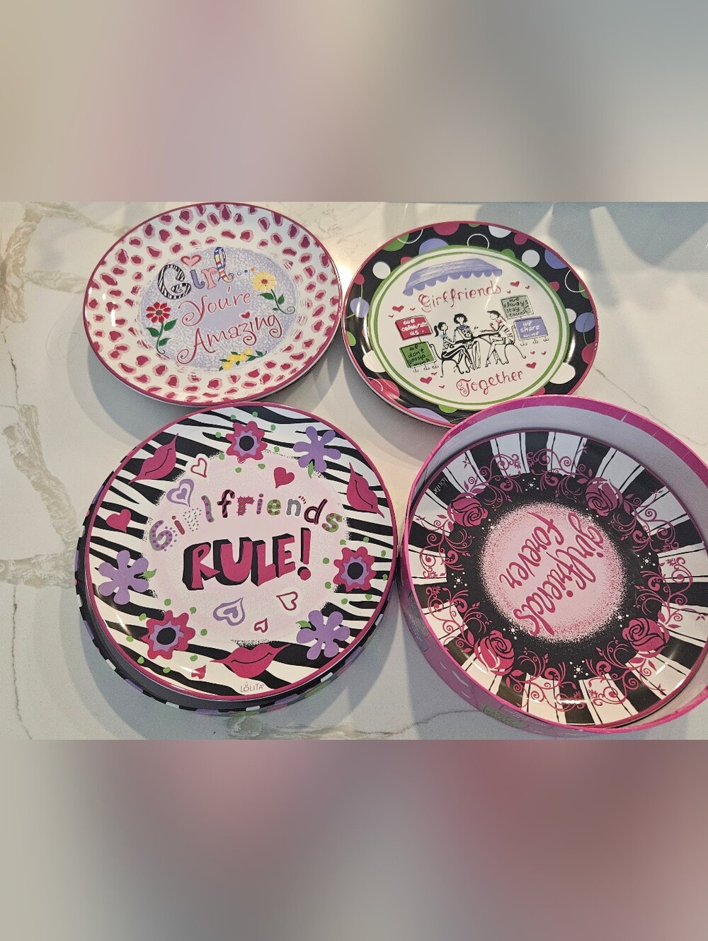 Lolita Friendship Party Dessert Plates, Pink Floral Assortment